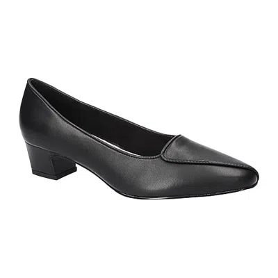 Easy Street Astrid Womens Almond Closed Toe Block Heel Pumps In Black