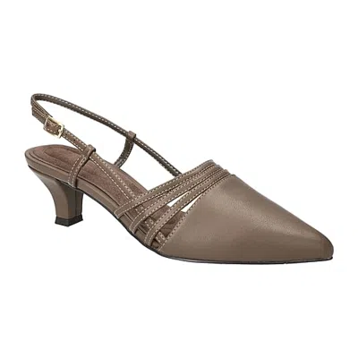 Easy Street Aura Womens Pointed Closed Toe Kitten Heel Pumps In Brown