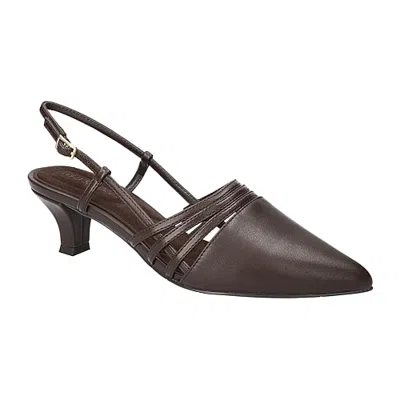 Easy Street Aura Womens Pointed Closed Toe Kitten Heel Pumps In Brown