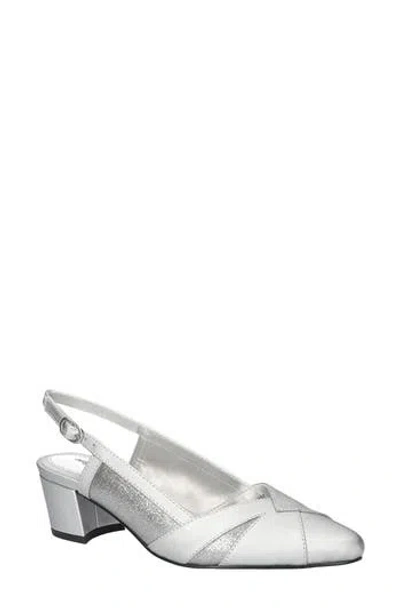 Easy Street Avena Mesh Slingback Pump In Silver Satin