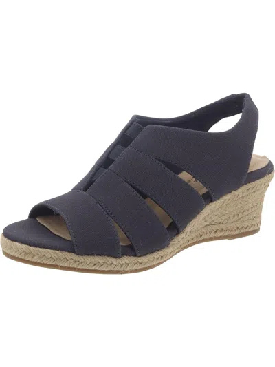 Easy Street Aziza Womens Canvas Espadrille Wedge Sandals In Blue