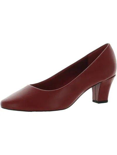 Easy Street Ballar Womens Faux Leather Slip On Pumps In Red