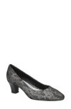 Easy Street Ballari Womens Round Stiletto Heel Pumps In Silver Lace