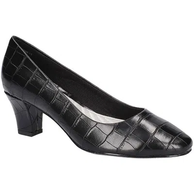 Easy Street Fabulous Womens Faux Leather Embossed Pumps In Black Croco