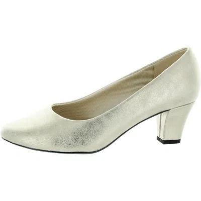 Easy Street Ballari Womens Faux Leather Slip On Pumps In Gold