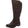 Easy Street Bay Plus Womens Faux Leather Wide Calf Mid-calf Boots In Brown