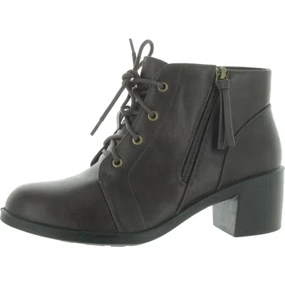 Easy Street Becker Womens Faux Leather Ankle Booties In Brown