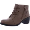 Easy Street Becker Womens Faux Leather Block Heel Ankle Boots In Brown