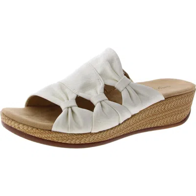 Easy Street Bertina Womens Faux Leather Casual Platform Sandals In White