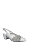 Easy Street Bizzy Womens Faux Leather Slingback Heels In Silver Satin