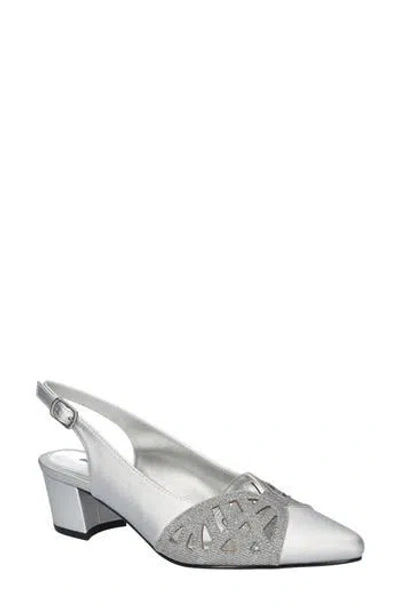 Easy Street Bizzy Slingback Pump In Silver Satin
