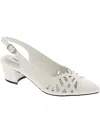 Easy Street Bizzy Womens Faux Leather Slingback Heels In White