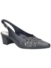 Easy Street Bizzy Womens Faux Leather Laser Cut Slingback Heels In Blue