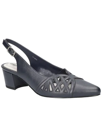 Easy Street Bizzy Womens Faux Leather Laser Cut Slingback Heels In Navy