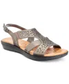 Easy Street Bolt Womens Metallic Buckle Slingback Sandals In Pewter