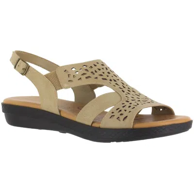 Easy Street Bolt Womens Faux Leather Perforated Sport Sandals In White
