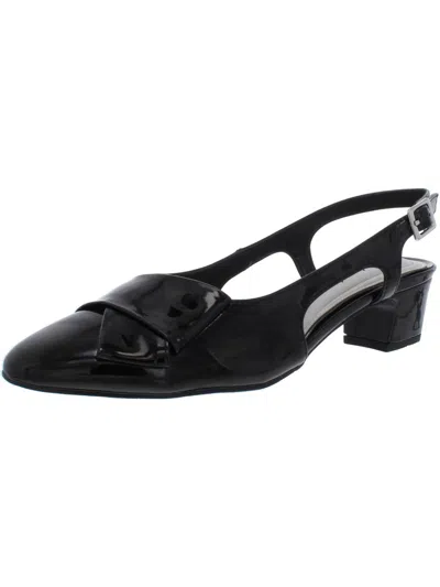 Easy Street Breanna Womens Patent Closed Toe Slingback Heels In Black