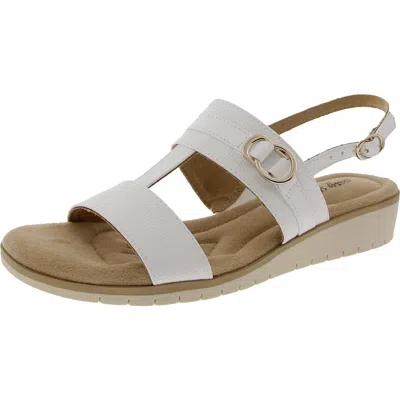 Easy Street Caddo Womens Embellished Faux Leather Slingback Sandals In White