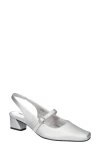 Easy Street Womens Shimmer Man Made Slingback Heels In Silver Satin