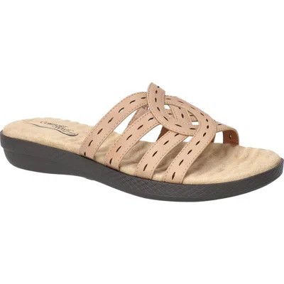 Easy Street Cammie Perforated Sandal In Beige