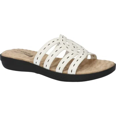 Easy Street Cammie Perforated Sandal In White