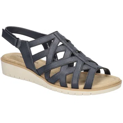 Easy Street Carly Womens Faux Leather Wedges Gladiator Sandals In Blue