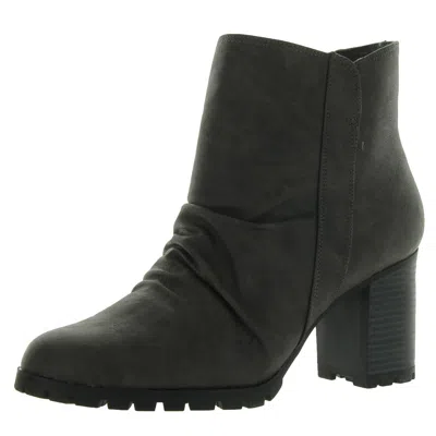 Easy Street Carrow Womens Slip On Block Heel Ankle Boots In Grey