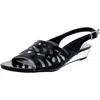 Easy Street Celebrate Womens Patent Open Toe Wedge Sandals In Black