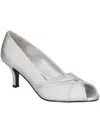 Easy Street Celeste Womens Satin Kitten Heels In White