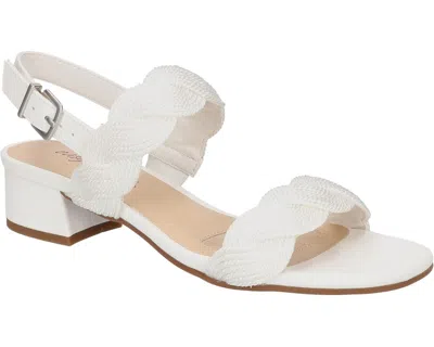 Easy Street Charee Sandals Women's White Woven Block Heel Strappy Zpo3903 In Multi