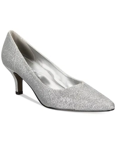 Easy Street Chiffon Pumps In Silver Glitter