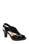 Easy Street Womens Patent Criss-cross Slingback Sandals In Black Patent