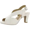 Easy Street Christy Womens Ankle Strap Open Toe Heels In White