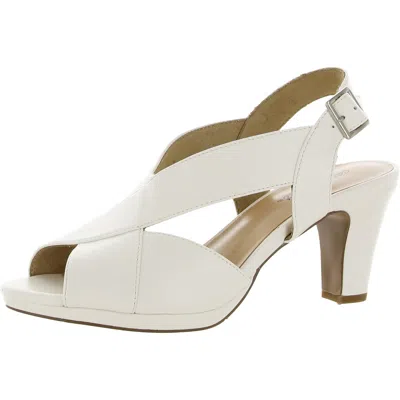 Easy Street Christy Womens Ankle Strap Open Toe Heels In White