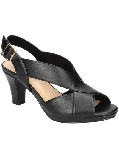 Easy Street Christy Womens Faux Leather Slingback Heels In Black