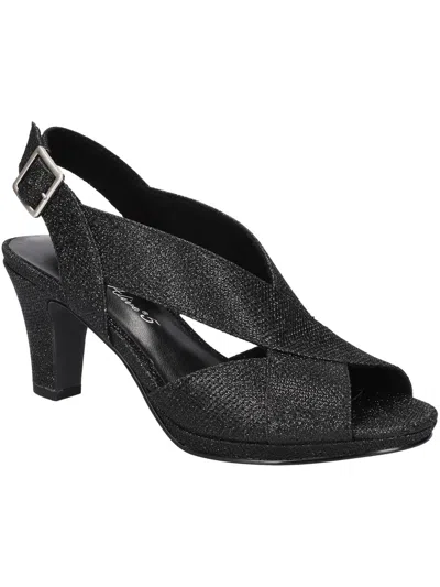 Easy Street Christy Womens Faux Suede Open Toe Ankle Strap In Black Glitter