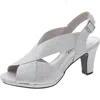 Easy Street Christy Womens Glitter Slingback Heels In Silver Glitter