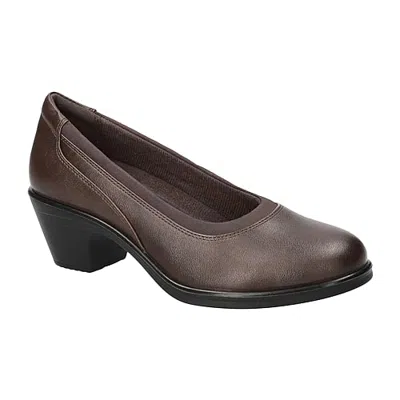 Easy Street Chyler Womens Round Closed Toe Block Heel Pumps In Brown