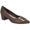 Easy Street Cider Womens Embellished Faux Leather Pumps In Brown Matte