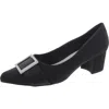 Easy Street Cider Womens Faux Leather Slip On Block Heels In Black