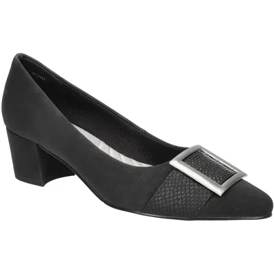 EASY STREET CIDER WOMENS FAUX LEATHER SLIP ON BLOCK HEELS