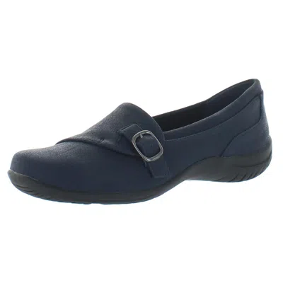 Easy Street Cinnamon Womens Faux Suede Slip On Loafers In Navy
