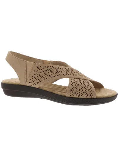 Easy Street Claudia Womens Faux Suede Criss-cross Front Slingback Sandals In Multi
