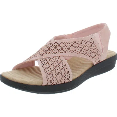 Easy Street Claudia Womens Faux Suede Flatform Sandals In Gold
