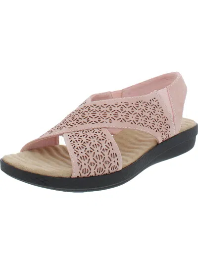 Easy Street Claudia Womens Faux Suede Flatform Sandals In Gold