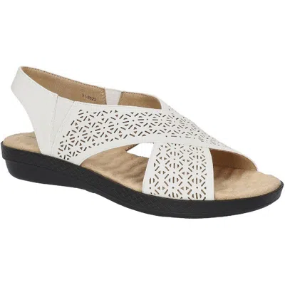 Easy Street Claudia Womens Laser Cut Cushioned Flatform Sandals In White