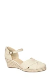 Easy Street Coast Espadrille Wedge Sandal In Natural Linen Embossed
