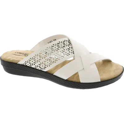 Easy Street Coho Womens Laser Cut Man Made Strappy Sandals In White