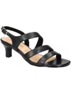 Easy Street Como Womens Faux Leather Open Toe Heels In Black