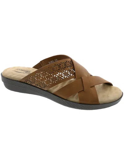 Easy Street Coo Womens Faux Leather Slide Sandals In Multi
